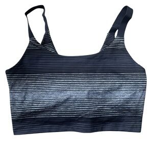 NWOT Aerie Offline The Hugger Navy and Grey Striped Sports Bra Large